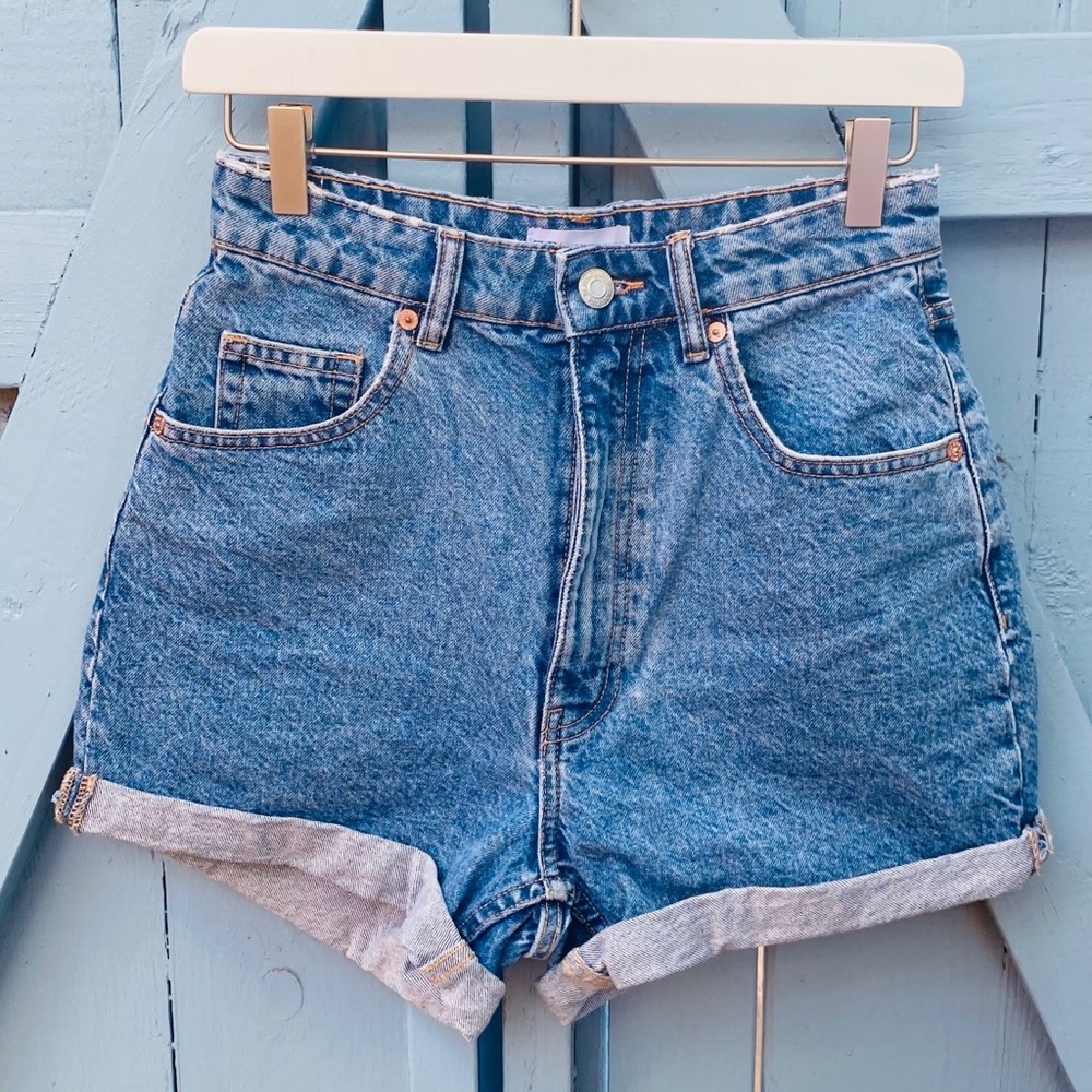NWOT ZARA MOM FIT DENIM SHORTS TRF size 27
